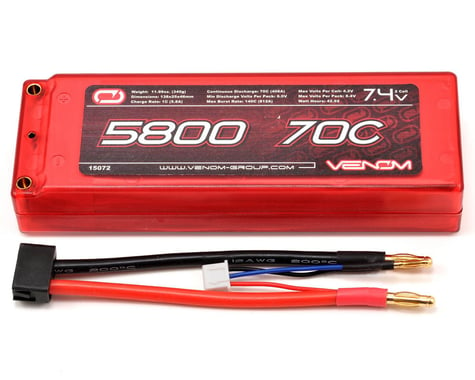 Venom Power 2S Li-Poly 70C Battery Pack w/Universal Connector (7.4V/5800mAh)