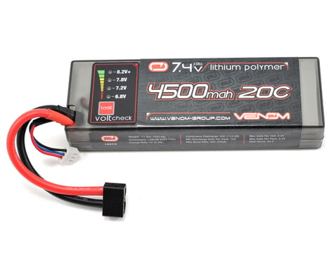 Venom Power 2S Li-Poly 20C Battery Pack w/Volt Check & Universal Connector (7.4V/4500mAh)