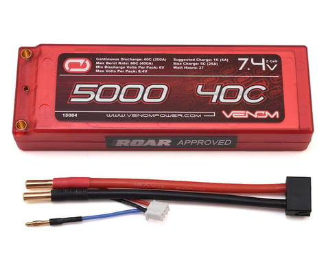 Venom Power 2S 40C Hard Case LiPo Battery w/Universal Connector (7.4V/5000mAh)