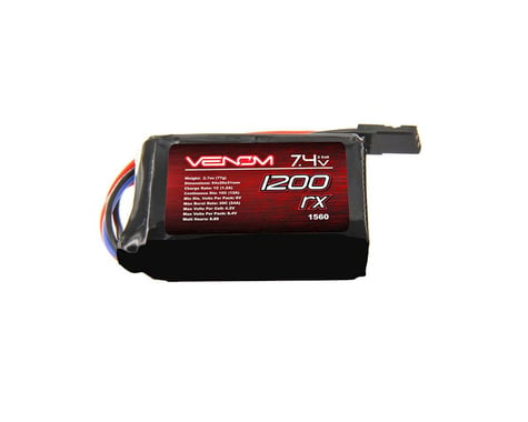 Venom Power 10C 7.4V 1200mAh 2S Receiver LiPo Hump Battery