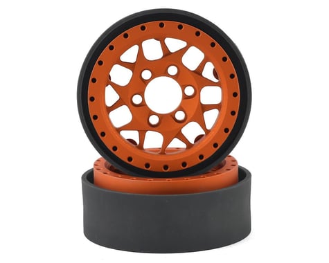 Vanquish Products KMC XD127 Bully 1.9" Beadlock Crawler Wheels (Orange) (2)