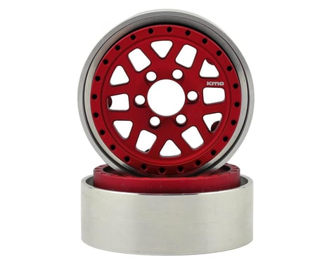 Vanquish Products KMC XD229 Machete 1.9 Beadlock Crawler Wheels (Red/Black) (2)
