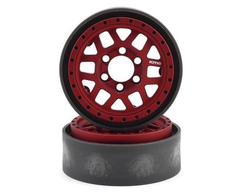 Vanquish Products KMC XD229 Machete V2 1.9" Beadlock Crawler Wheels (Red) (2)