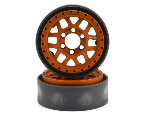 Vanquish Products KMC XD229 Machete V2 1.9" Beadlock Crawler Wheels (Orange) (2)