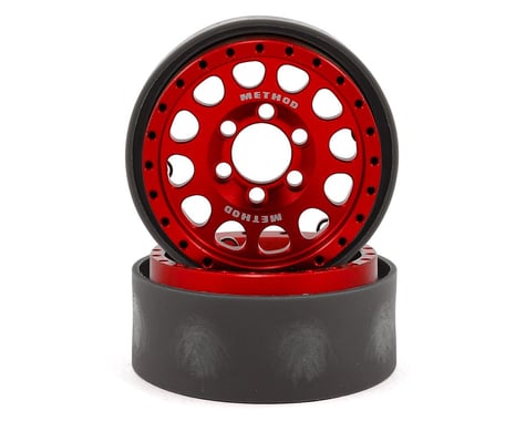 Vanquish Products Method 105 1.9" Beadlock Crawler Wheels (Red/Black) (2)