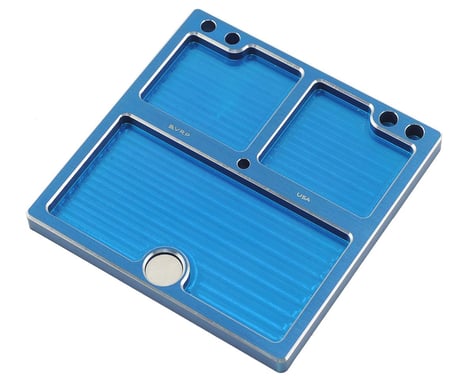 VRP 80mmx80mm Aluminum Small Parts Tray w/Storage Pouch (Blue)