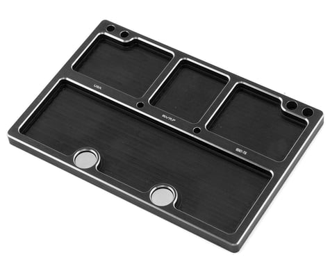VRP 120x80mm Aluminum Medium Parts Tray w/Storage Pouch (Black)