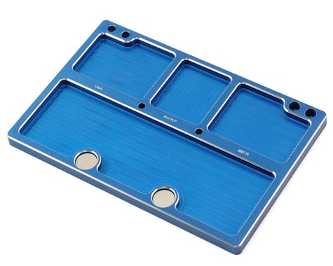 VRP 120mmx80mm Aluminum Medium Parts Tray w/Storage Pouch (Blue)