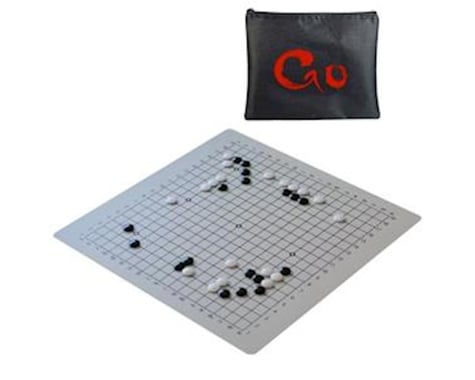 Wood Expressions WE games 492120 Ultimate Travel Go Set with Full-Size 19.75 inch Silicone GO Board & Convex Stones