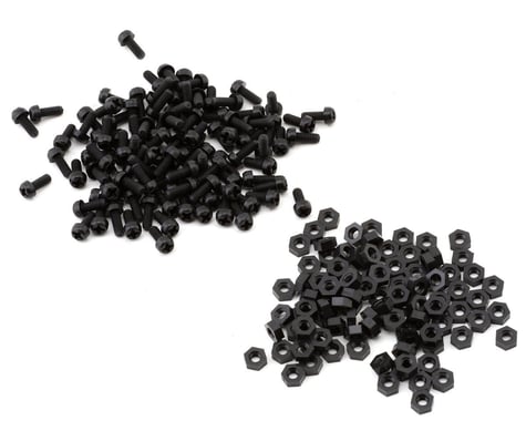 eXcelerate Machined Nylon Screws & Nuts Set (Black) (100) (2.5x6mm)
