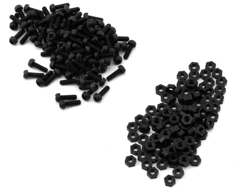 eXcelerate Machined Nylon Screws & Nuts Set (Black) (100) (2.5x8mm)