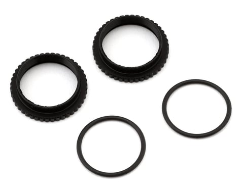 XRAY X4 '24 XLP Aluminum Shock Pre-Load Adjustment Collar w/O-Rings (Black) (2)