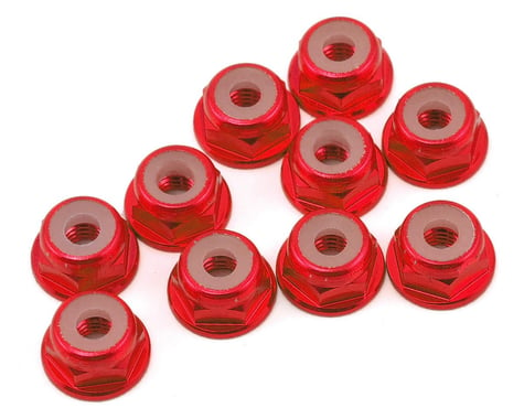 Yeah Racing 3mm Aluminum Flanged Lock Nut (10) (Red)