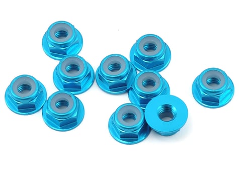 Yeah Racing 4mm Aluminum Flanged Lock Nut (10) (Light Blue)
