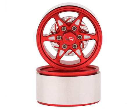 Yeah Racing 1.9" Aluminum BXN 6 Spoke Beadlock Wheels w/Faux Rotors (Red) (2)