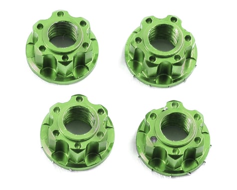 Yeah Racing 4mm Aluminum Serrated Wheel Lock Nut (4) (Green)