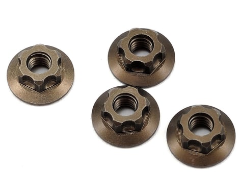 Yokomo 4mm Aluminum Serrated Flanged Nut (4)