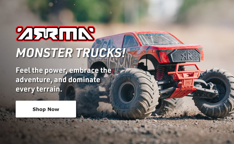 Arrma Monster Trucks! Feel the power, embrace the adventure, and dominate every terrain. - Shop Now