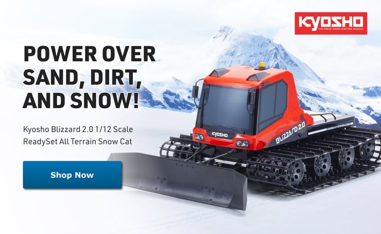 Kyosho - Power Over Sand, Dirt, and Snow! Kyosho Blizzard 2.0 1/12 Scale ReadySet All Terrain Snow Cat - Shop Now