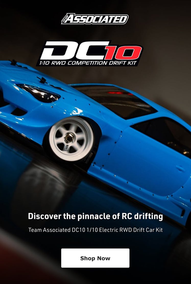 Discover the pinnacle of RC drifting. - Team Associated DC10 1/10 Electric RWD Drift Car Kit - Shop Now