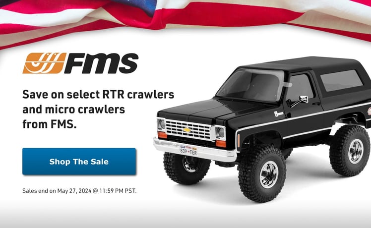 FMS Memorial Day Sale! - Save on select RTR crawlers and micro crawlers from FMS. Sales end on May 27, 2024 @ 11:59PM PST. - Shop The Sale