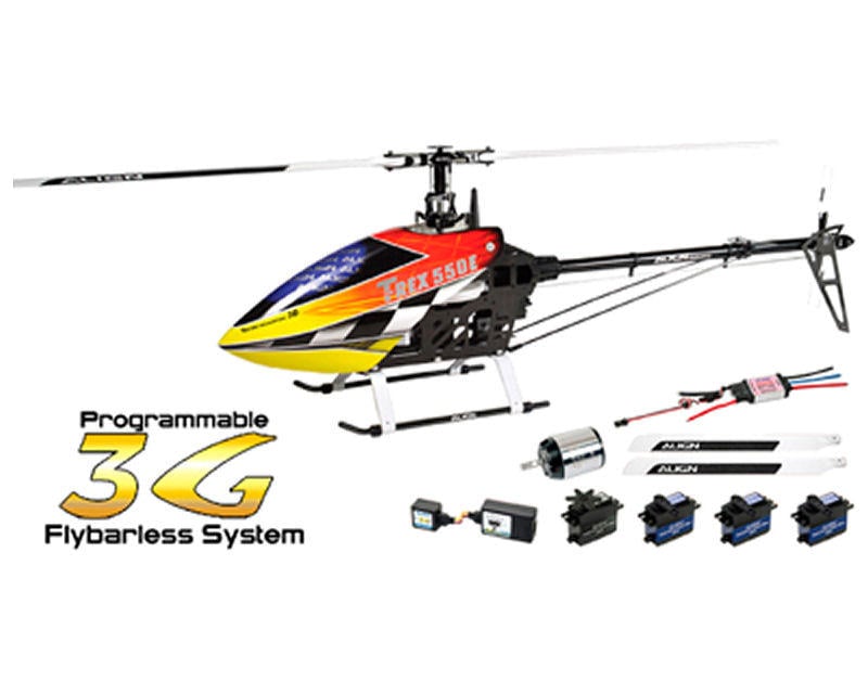 Align T-Rex 550E 3G Flybarless Helicopter Combo Kit w/Motor, 4 