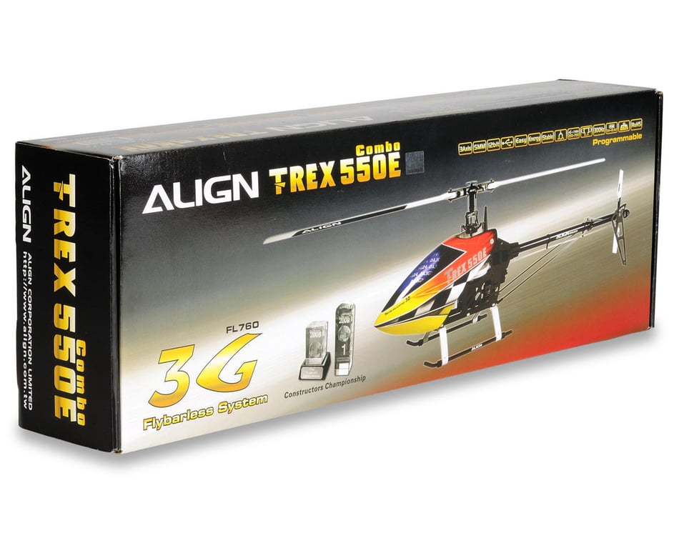 Align T-Rex 550E 3G Flybarless Helicopter Combo Kit w/Motor, 4 Servos (CF  Blades)