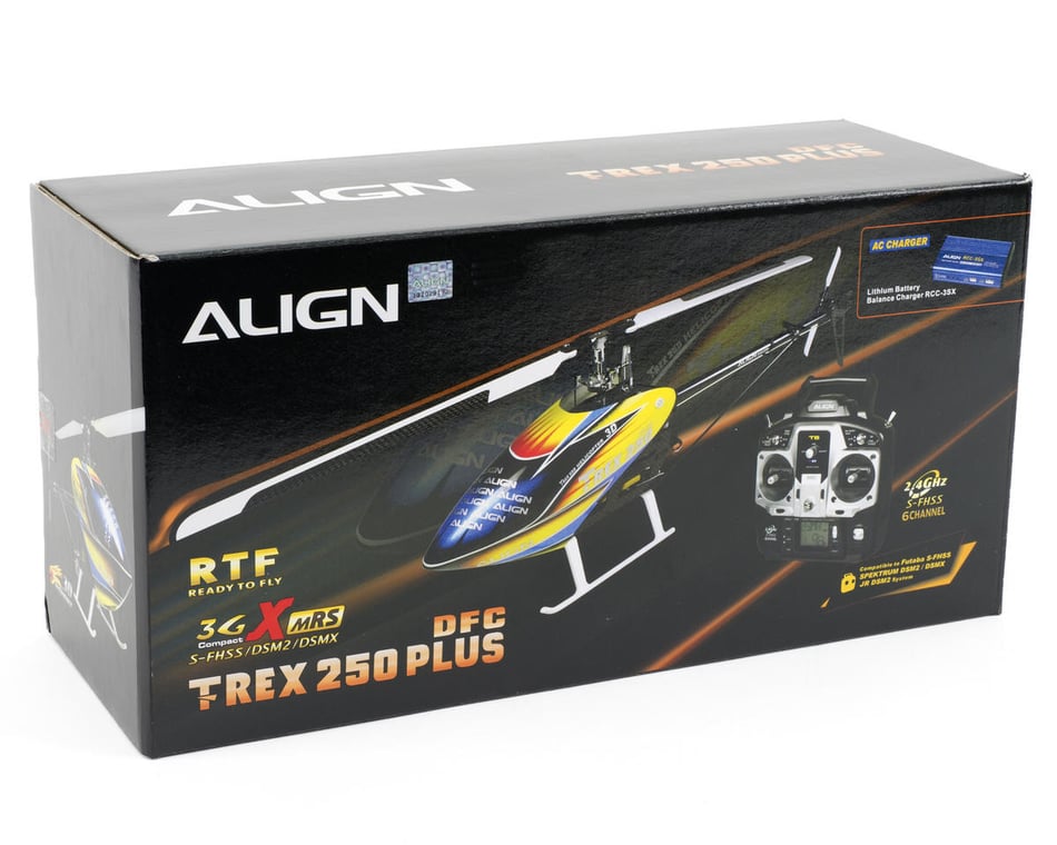 Align T-REX 250 Plus DFC RTF Helicopter w/T6 Transmitter, 3GX MRS, Battery  & Charger