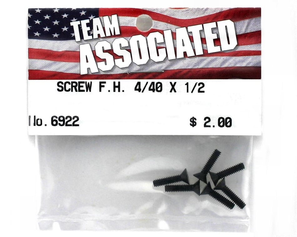 6 ASC6922 Team Associated RC10T4.2   4-40 x 1/2" Flat Head Screw