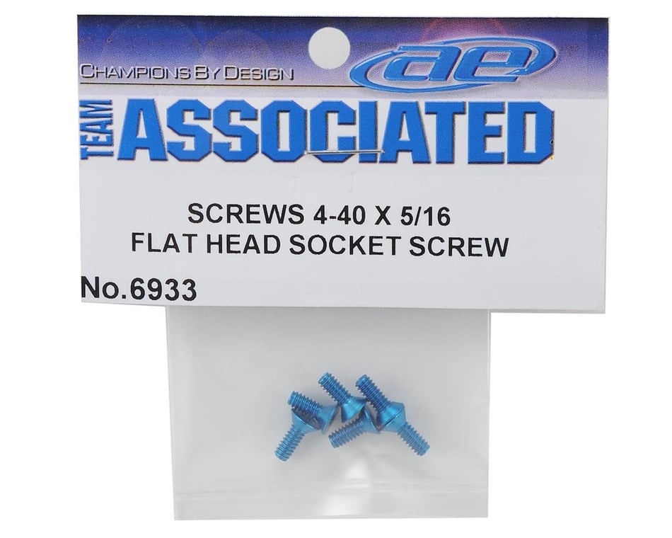 6 ASC6933 Team Associated 4-40 x 5/16" Aluminum Flat Head Hex Screw Blue