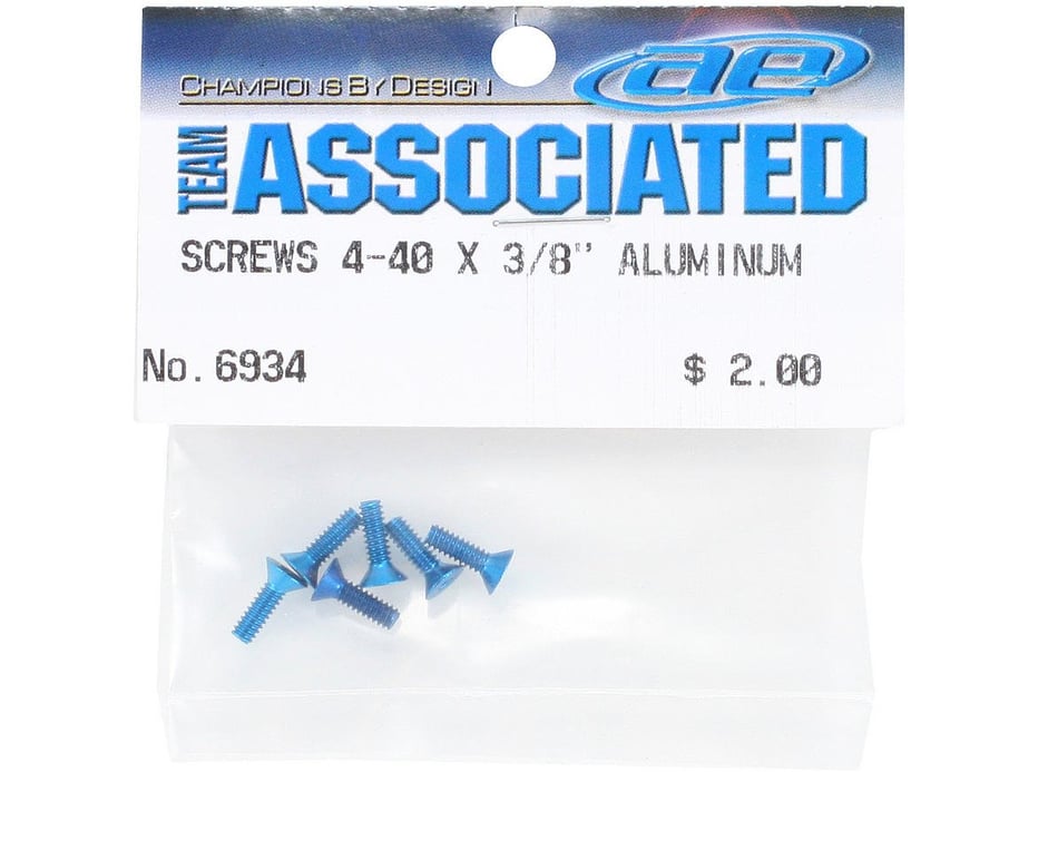 6 ASC6933 Team Associated 4-40 x 5/16" Aluminum Flat Head Hex Screw Blue