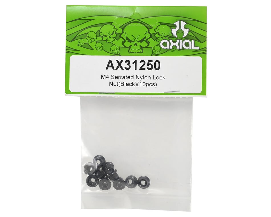 Axial Racing AX31250 Serrated Nylon Lock Nut Black 4mm 10