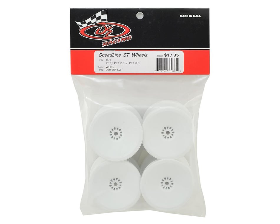 DE Racing 12mm Hex Speedline 2.2 1/10 Stadium Truck Wheel (4) (22T)  (White) [DER-SS4-LW] - AMain Hobbies