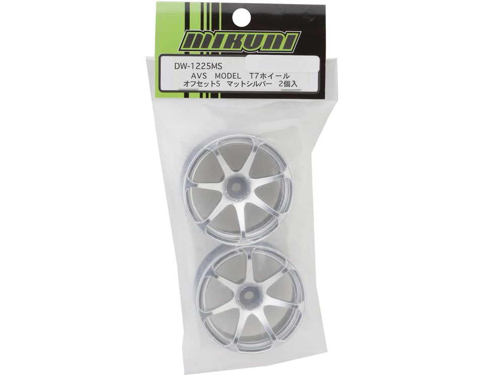 Mikuni AVS Model T7 7-Spoke Drift Wheels (Matte Silver) (2) (5mm Offset)  w/12mm Hex