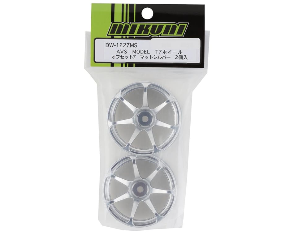 Mikuni AVS Model T7 7-Spoke Drift Wheels (Matte Silver) (2) (7mm Offset)  w/12mm Hex