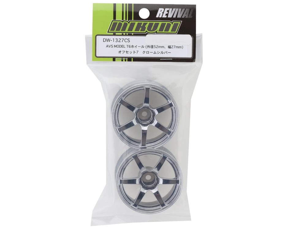 Mikuni AVS Model T6 6-Spoke Drift Wheel (Chrome Silver) (2) (7mm Offset)  w/12mm Hex