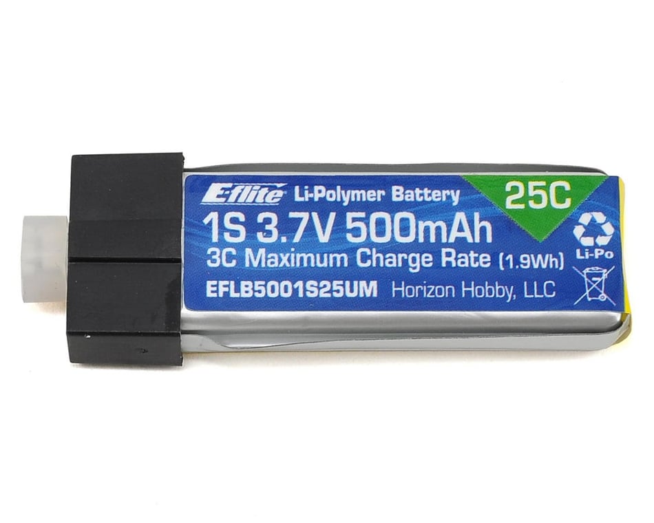 3.7V 500mAh 1S 25C LiPo Battery: JST