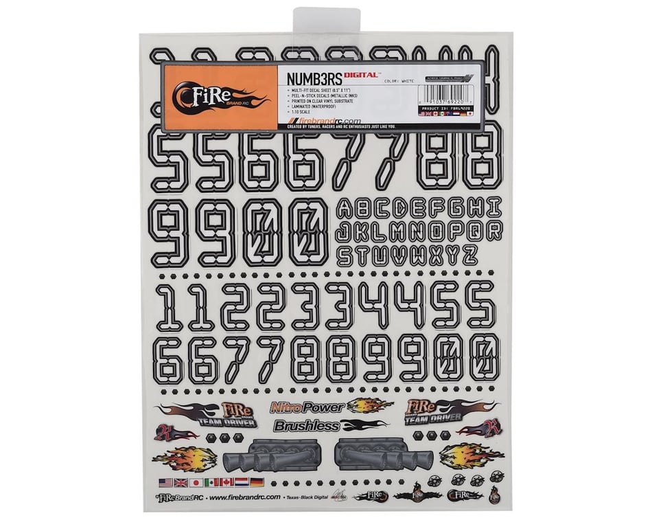 Rc car top number decals