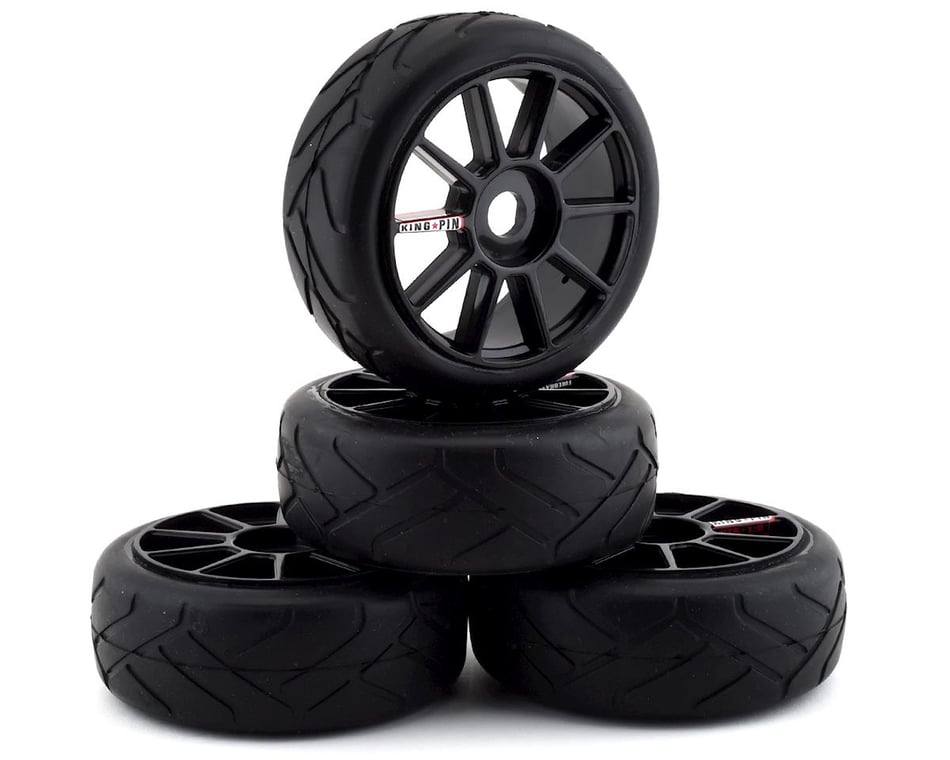 Firebrand RC Kingpin ST Pre-Mounted On-Road Tires (4) (Black)  [FBR1KNGPIN756] - AMain Hobbies