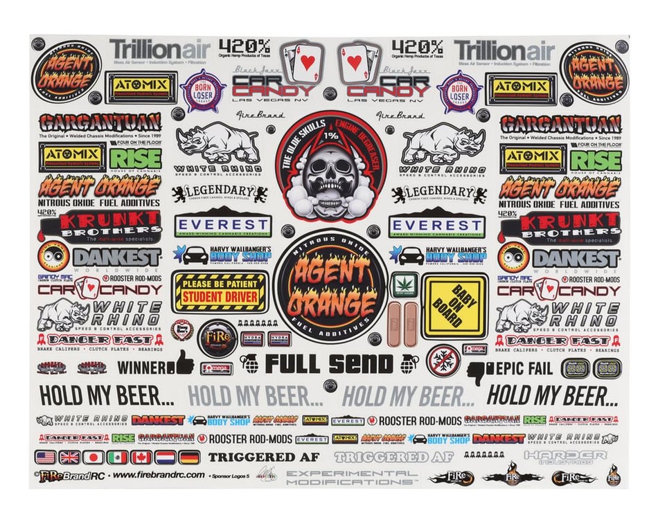 Firebrand RC Sponsor Logos 5 Decal Set 8.5x11 FBR1SCLDTL123 AMain Hobbies