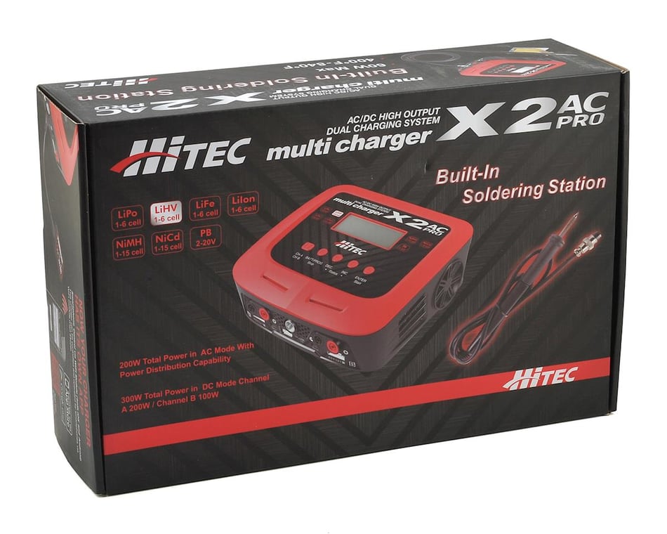 Hitec X2 AC Pro AC/DC Multi-Charger w/ Integrated Soldering Iron