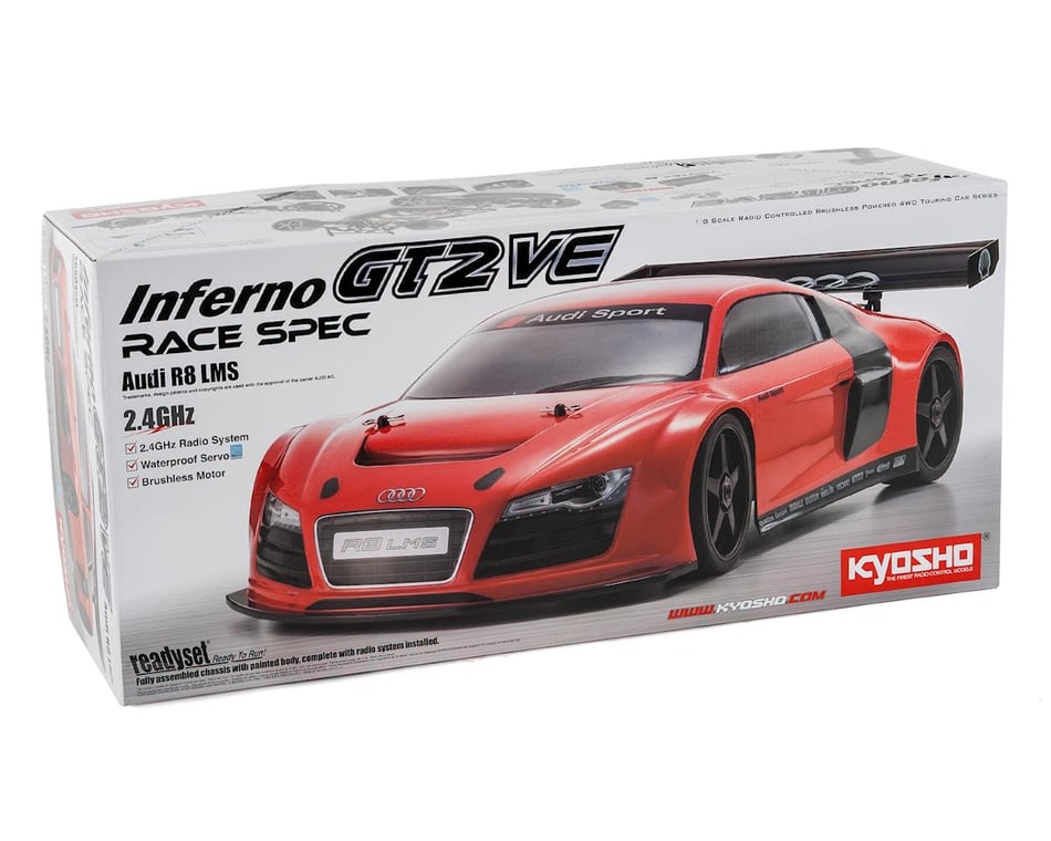 Kyosho Inferno GT2 VE Race Spec Audi R8 1 8 Electric On Road Car Kit w KT 201 2.4GHz