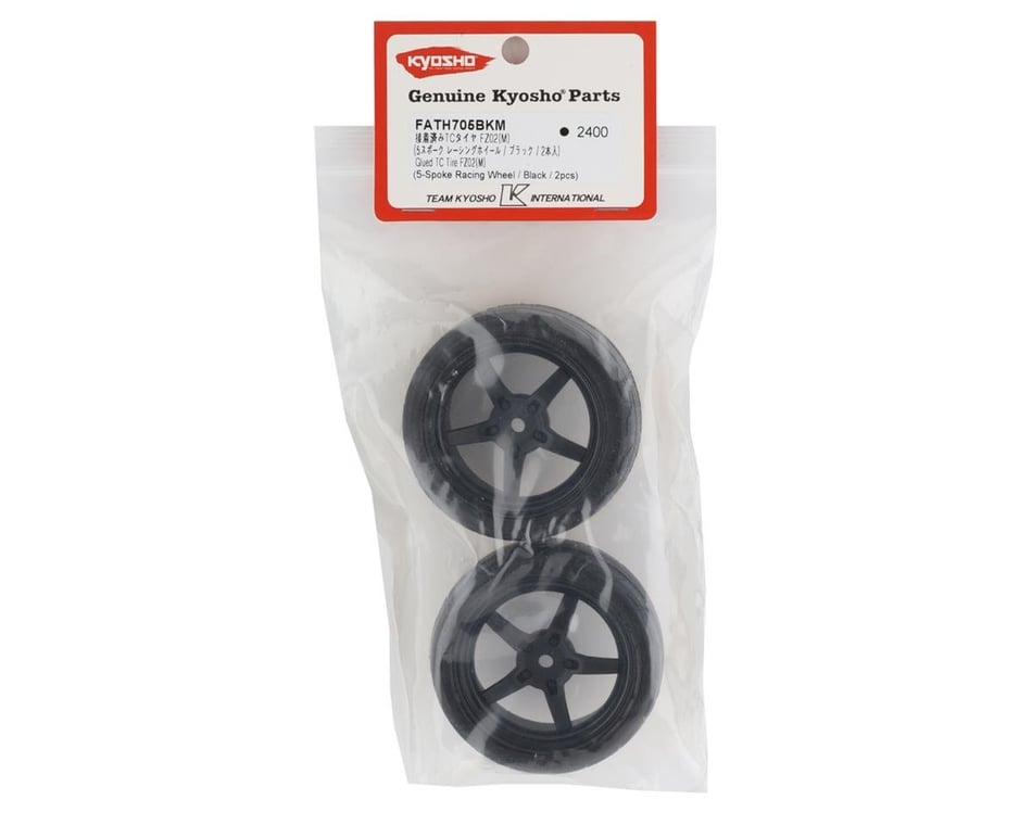 Kyosho Fazer Pre-Mounted TC Tire w/5-Spoke Racing Wheel (Black) (2) w/12mm  Hex