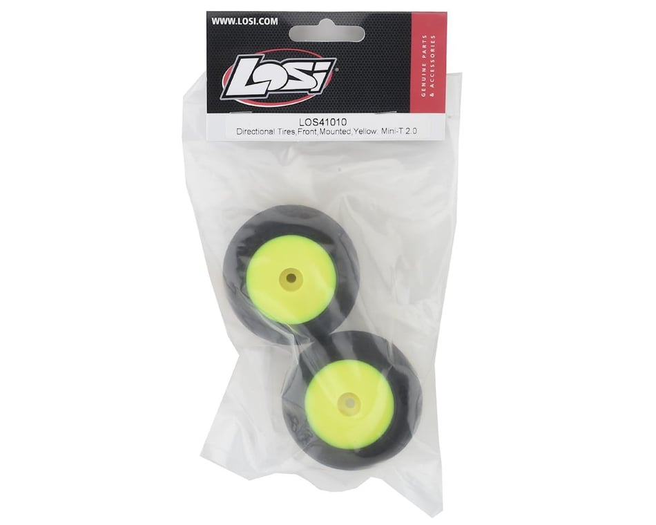 2 LOS41014 : Mini-T 2.0 FR Losi Directional Tires Mntd Wht 