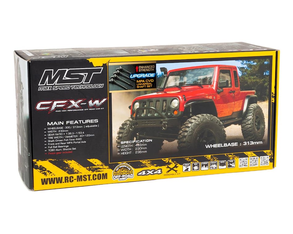 MST CFX-W High Performance Scale Rock Crawler Kit w/JP1 Body (313mm  Wheelbase)