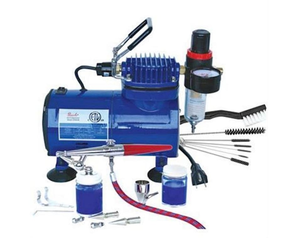 professional airbrush compressor starter set equipment with chrome