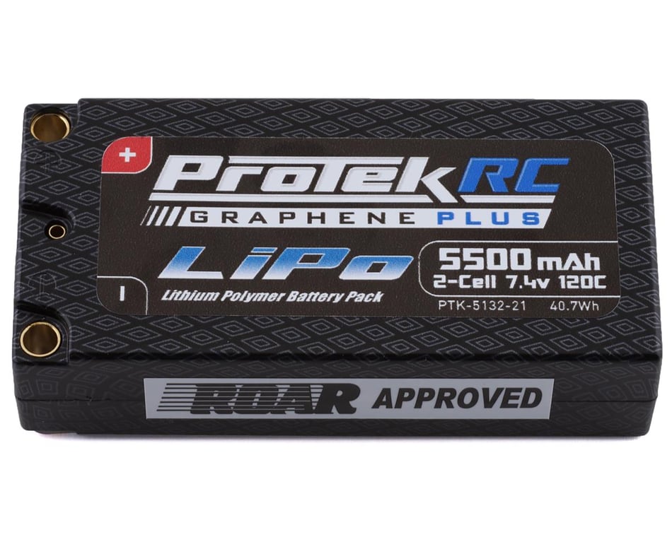 ProTek RC Drag Race 2S 120C Si-Graphene + Shorty LiPo Battery (7.4V/5500mAh)  [PTK-5132-21] - AMain Hobbies