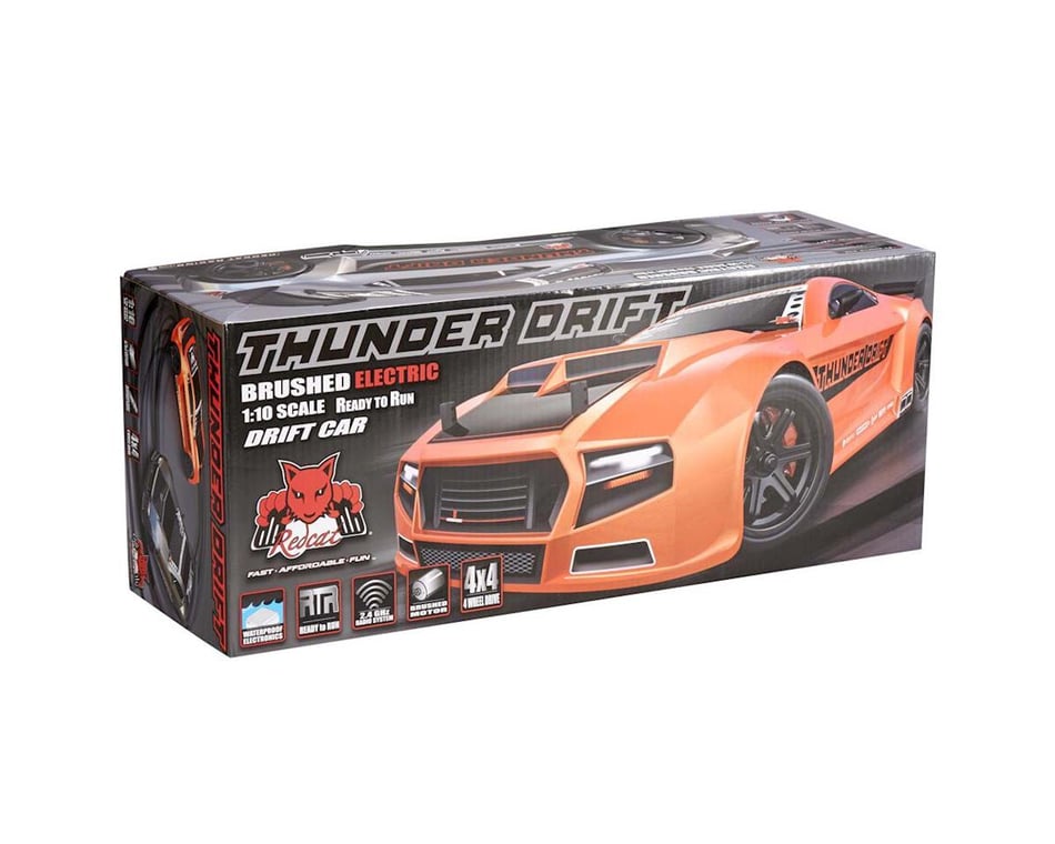 Redcat 1 10 scale Electric Powered Ready to Run Thunder Drift Car Met Orange w 7.2v 2000mAh NiMH battery charger 2.4GHz radio