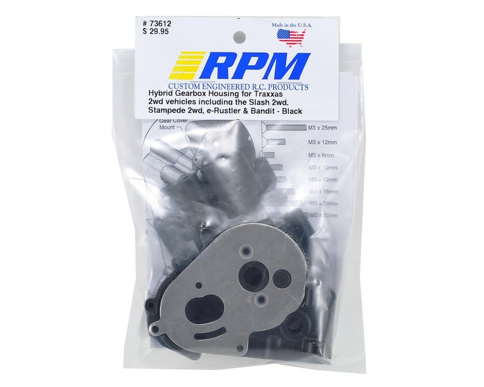 RPM Hybrid Gearbox Housing & Rear Mounts (Black) [RPM73612] - AMain Hobbies