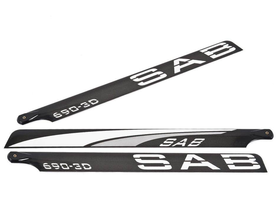 SAB Goblin 690mm Blackline 3D Carbon Fiber Main Blades (Silver) (3)  (3-Blade) Kyle Stacy Edition